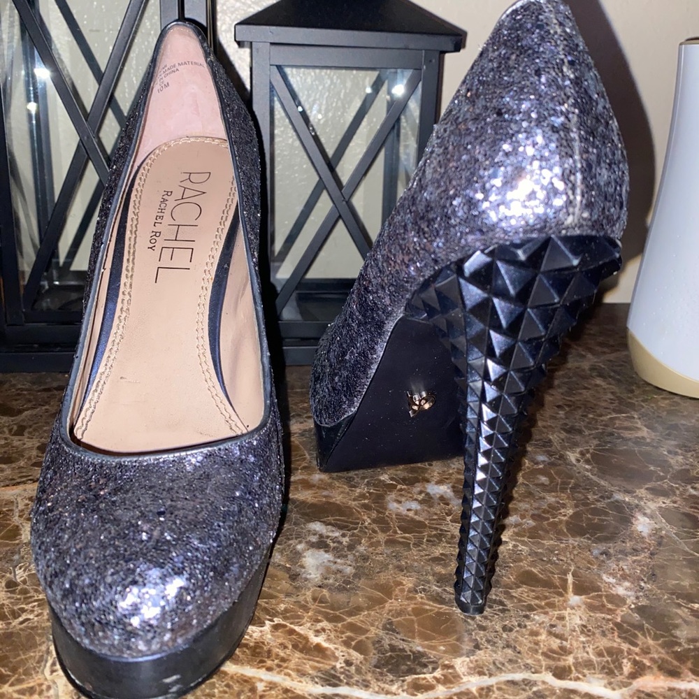 Rachel Roy Silver & Black Spike heels size 10